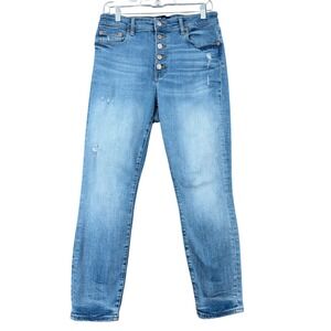 GAP‎ Curvy Legging Jeans Women's Size 12/31R Medium Wash Button Fly Distressed